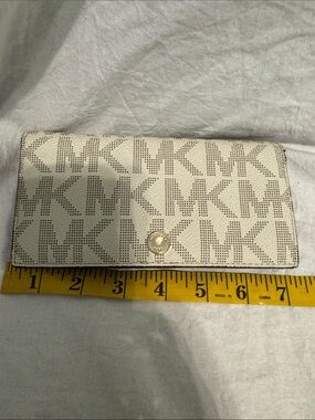Michael Kors Cream/White Perforated MK Continental Wallet